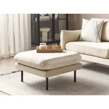 Taburet Světle béžový sametový čalouněný moderní retro styl Černé nohy Stolička do obývacího pokoje Beliani