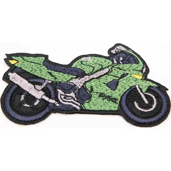 Nášivka Nažehlovací záplata - motorka - zelená - rozměr 8,5 cm x 5,5 cm