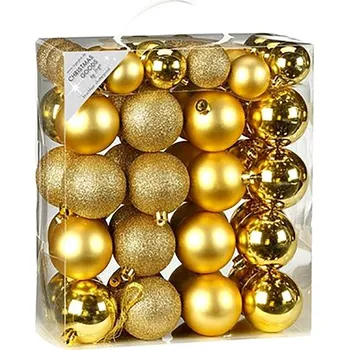 Vánoční dekorace LAALU Vánoční ozdoby - koule, zlaté, průměr 4 a 5 cm, 44 ks