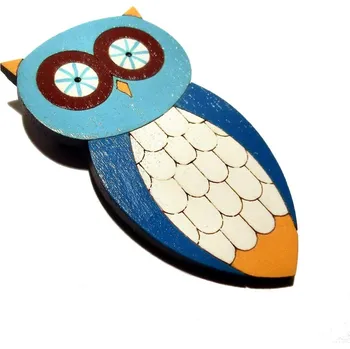 Brož Petra Truszyková Brož dřevěná - sova modrá