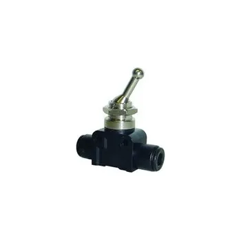 Ventil 3/2-cestný ventil, rozsah tlaku 0 - 15 [bar], připojení 6 mm, DN 2,5 [mm], ovládání páčka/aretace, funkce NC/NO, MV48-06-06-3