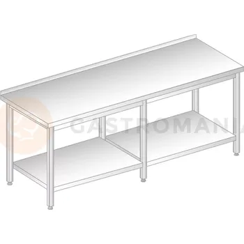 Počítačový stůl Stůl přístěnný nerezový s policí 2200x700x850 mm | DORA METAL, DM-3104