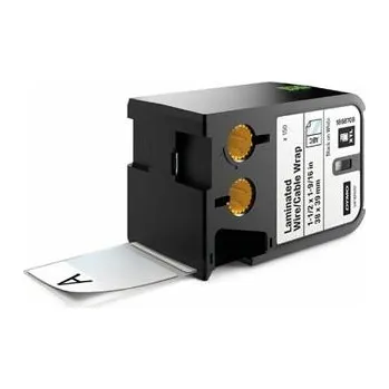 Pásek do tiskárny Dymo, originální štítky, 1868708, černý tisk/bílý podklad, 38mm x 39mm, 150ks, XTL laminované pro vodiče a kabely