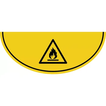 Kancelář Podlahová značka výseč – Hořlavý materiál, žlutá