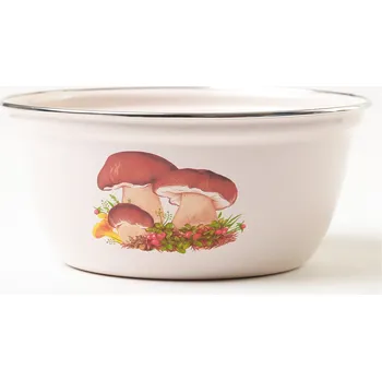 Olymp Houby, smaltovaná salátová miska 22 cm, 2 l s nerezovým ráfkem