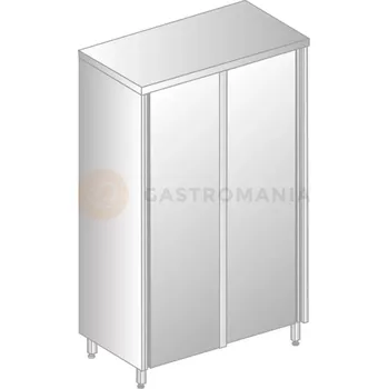 Zahradní skříň Dvojitá průchozí skříň z nerezové oceli s posuvnými dveřmi a policemi 800x600x2000 mm | DORA METAL, DM-3333.02