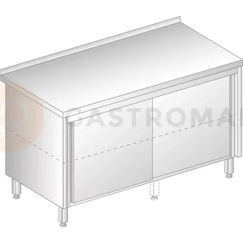 Nerezový dřez Stůl přístěnný z nerezové oceli se skříňkou a posuvnými dveřmi 1300x600x850 mm | DORA METAL, DM-3118 N
