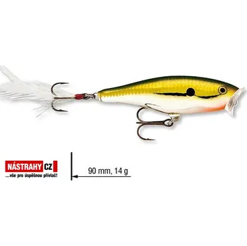 Umělá nástraha Wobler hladinový Skitter pop RAPALA 9 cm - Color: GCH