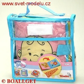 Hračka pro nejmenší Simba MĚKKÁ OBRÁZKOVÁ KNÍŽKA ŠUSTÍCÍ V TAŠTIČCE OBLEČENÍ PRO MALÉ 4013406