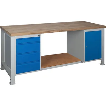 Dílenský stůl DÍLENSKÝ STŮL MASTER 2000 mm + zásuvkový kontejner + skříňka IG262
