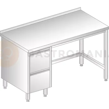 Nerezový dřez Stůl přístěnný z nerezové oceli s 2 šuplíky 1000x600x850 mm | DORA METAL, DM-3112