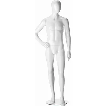 Figurína Ringo Male, postoj 3, pánská figurína, abstraktní hlava, bílá lesklá