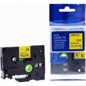 Pásek do tiskárny Kompatibilní páska s Brother HGe-611, 6mm x 8m, černý tisk / žlutý podklad, vysokorychlostní