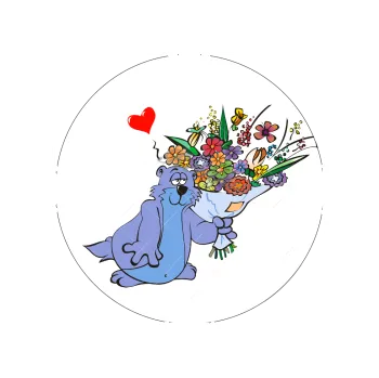 Jedlá dekorace na dort ZAMILOVANÝ MEDVĚD, VARIANTA Jedlý papír 866