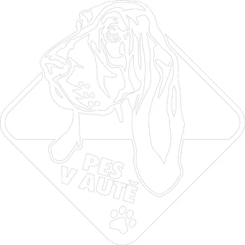Samolepicí dekorace na vozidlo Pes v autě Baset samolepka na auto - bílá / 15x15 cm