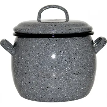 Hrnec Metalac Kámen, hluboký, zaoblený smaltovaný hrnec s poklicí 16 cm, 3 l
