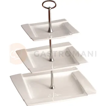Servírovací stolek Porcelánový etažér třípatrový 16/20/25 cm | AMBITION, Kubiko