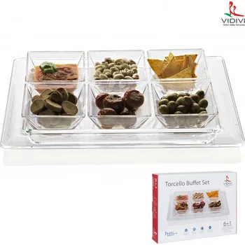 VIDIVI VIDIVI, servírovací set (7 ks) TORCELLO, 1 x podnos 40 x 30 cm plus 6 x miska (11 x 11 cm, výška 6,5 cm)