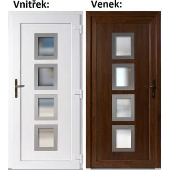 Vchodové dveře Soft Vchodové plastové dveře 010 INOX Zlatý dub / Bílá 98x198 cm, pravé