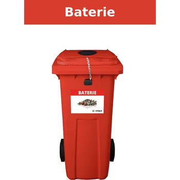 Železářství Červená plastová popelnice na baterie DOPNER 120 l se zámkem a vhozem