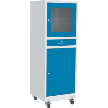 PC skříň Počítačová skříň PCS04A, na kolečkách, šedá/modrá