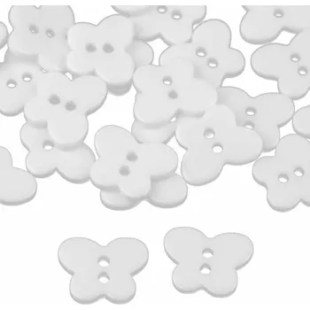 Galanterie Knoflík plastový, 13x16mm, motýl, bílý