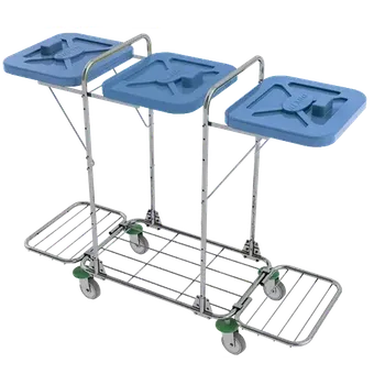 Odpadkový koš VK 120 - 3R vozík na třídění odpadu a prádla, ruční otevírání plast - VK - modrý