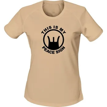 Dámské tričko Dámské funkční tričko THIS IS MY PEACE SIGN - písková