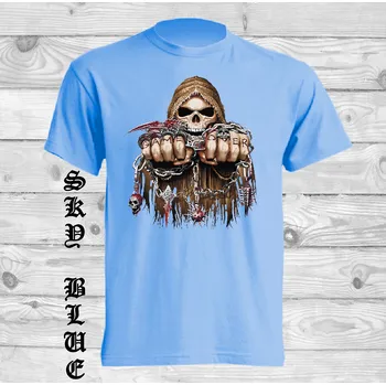 Chlapecké tričko detske-levne-bavlnene-tricko-potisk-smrt-osud Barva: Sky blue - nebesky modrá, velikost: 152