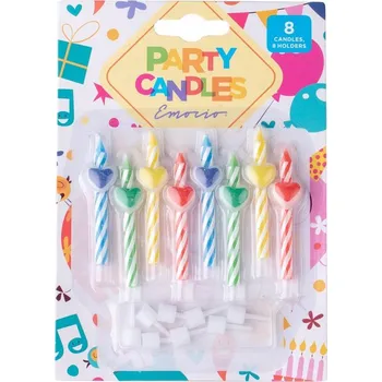 Emocio Dortové svíčky 8 ks se srdíčky mix 26 gram