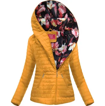 Žlutá bunda s asymetrickým zipem (DL015) odstíny žluté S (36)