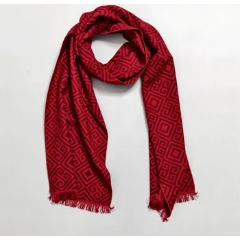 Šála Šála z česaného hedvábí červená se vzorem oboustranná, HEDVÁBNÝ SVĚT