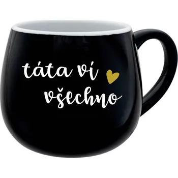 TÁTA VÍ VŠECHNO - černý keramický hrníček 300 ml