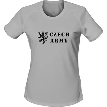 Dámské tričko Dámské funkční tričko Czech Army Lion - světle šedá