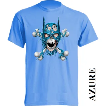 Chlapecké tričko detske-levne-bavlnene-tricko-potisk-batman-lebka Barva: Azure - azurově modrá, velikost: 152