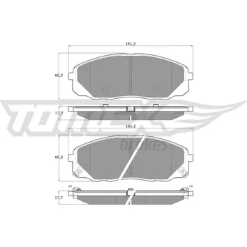 Brzdová destička Sada brzdových destiček, kotoučová brzda TOMEX Brakes 19-68