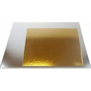 Dortová podložka zlatá a stříbrná (oboustranná) čtverec - 20x20 cm - 1 ks - FunCakes