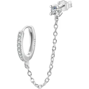 Náušnice For Silver Náušnice na jedno ucho puzeta a kroužek se zirkony - Stříbro 925