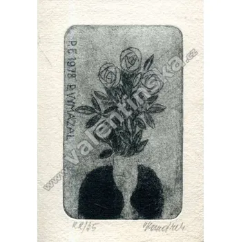 Umění Růže ve váze (Vladimír Komárek originální lept - signováno)