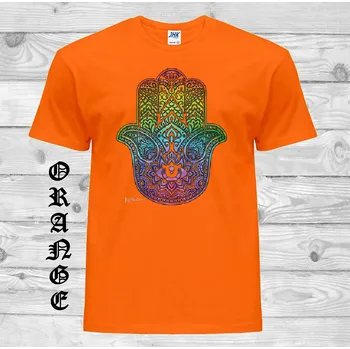 Dívčí tričko detske-levne-bavlnene-tricko-potisk-hamsa-bozi-ruka Barva: Orange - oranžová, velikost: 164