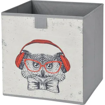Úložný box DOMINO Textilní úložní box vzor sova 31x31x31