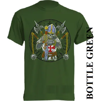 Chlapecké tričko detske-levne-bavlnene-tricko-potisk-rytir-templar Barva: Bottle green - lahvově zelená, velikost: 152