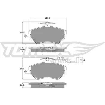 Brzdová destička Sada brzdových destiček, kotoučová brzda TOMEX Brakes 10-631