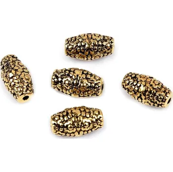 Korálek Kovový korálek 6x11 mm balení 5 KUSŮ - 2 zlatá