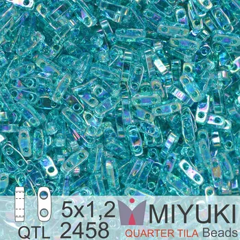 Korálek Korálky Miyuki QuarterTila. Barva Transparent Teal AB QTL 2458 Balení 3g