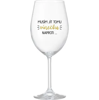 Sklenice MUSÍM JÍT TOMU VÍNEČKU NAPROTI... - čirá sklenice na víno 350 ml