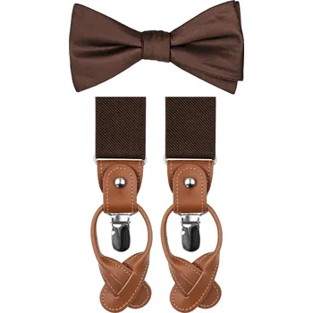 Kravata Bubibubi Motýlková sada Mocha s kšandami