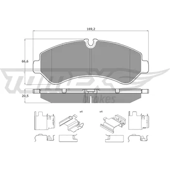 Brzdová destička Sada brzdových destiček, kotoučová brzda TOMEX Brakes 19-52