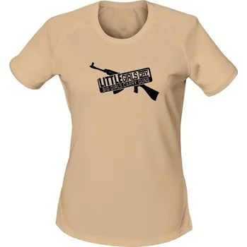 Dámské tričko Dámské funkční tričko LITTLE GIRLS CRY BIG GIRLS CARRY GUNS SA58 - písková