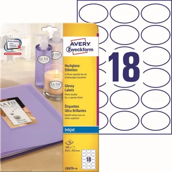 Samolepící etiketa Lesklé etikety Inkjet 63,5 x 42,3 mm, 10 listů A4 C6079-10